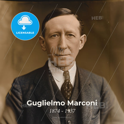 Guglielmo Marconi, 1874 - 1937, Italian inventor - A Man In A Suit And Tie Print Template
