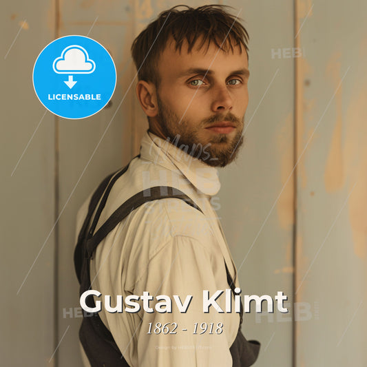 Gustav Klimt, 1862 - 1918, Austrian symbolist painter - A Man With A Beard Wearing Suspenders Print Template
