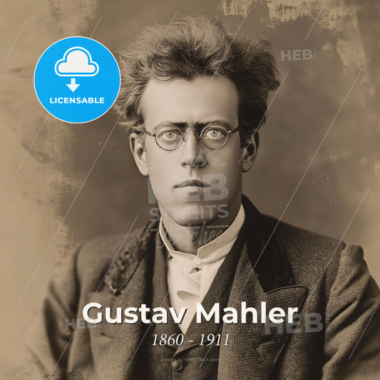 Gustav Mahler, 1860 - 1911, Austrian composer - A Man Wearing Glasses And A Suit Print Template