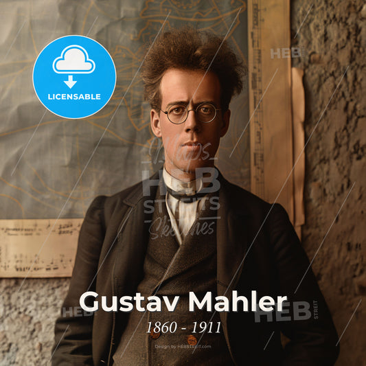 Gustav Mahler, 1860 - 1911, Austrian composer - A Man In A Suit And Glasses Print Template