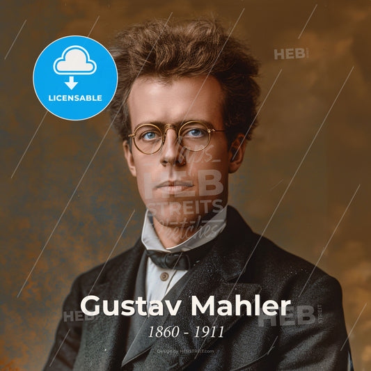 Gustav Mahler, 1860 - 1911, Austrian composer - A Man In A Suit And Glasses Print Template
