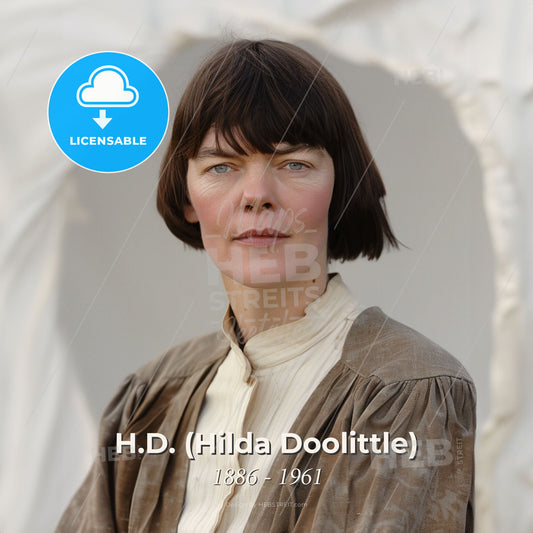 H.D. (Hilda Doolittle), 1886 - 1961, American poet - A Woman With Short Brown Hair Print Template