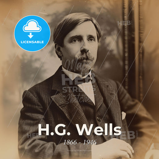 H.G. Wells, 1866 - 1946, British writer - A Man In A Suit Print Template