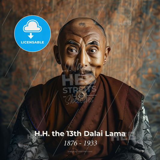 H.H. the 13th Dalai Lama, 1876 - 1933, Tibetan spiritual leader - A Man In A Robe Print Template