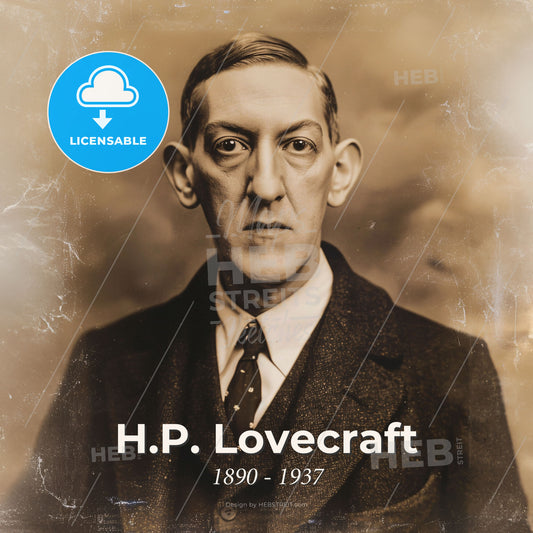 H.P. Lovecraft, 1890 - 1937, American writer - A Man In A Suit And Tie Print Template