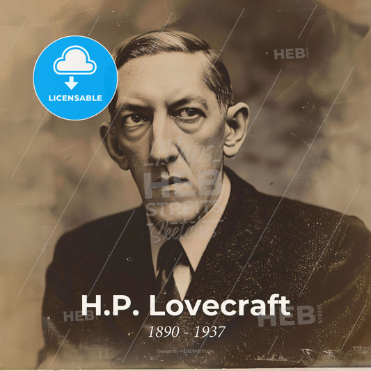 H.P. Lovecraft, 1890 - 1937, American writer - A Man In A Suit And Tie Print Template