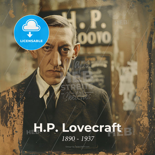 H.P. Lovecraft, 1890 - 1937, American writer - A Man In A Suit Print Template