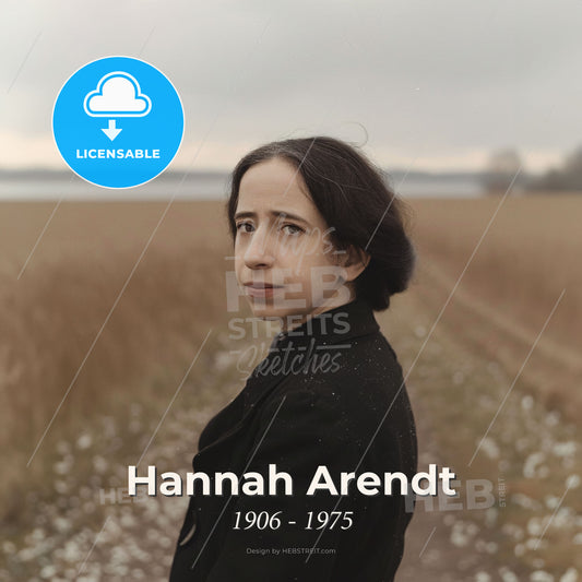Hannah Arendt, 1906 - 1975, German-American philosopher and educator - A Woman Standing In A Field Print Template