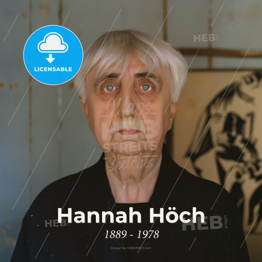 Hannah Höch, 1889 - 1978, German Dada artist - A Man With White Hair And Blue Eyes Print Template