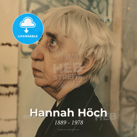 Hannah Höch, 1889 - 1978, German Dada artist - A Woman Looking Up To The Side Print Template