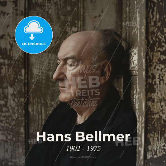 Hans Bellmer, 1902 - 1975, German artist - A Man Leaning Against A Wall Print Template