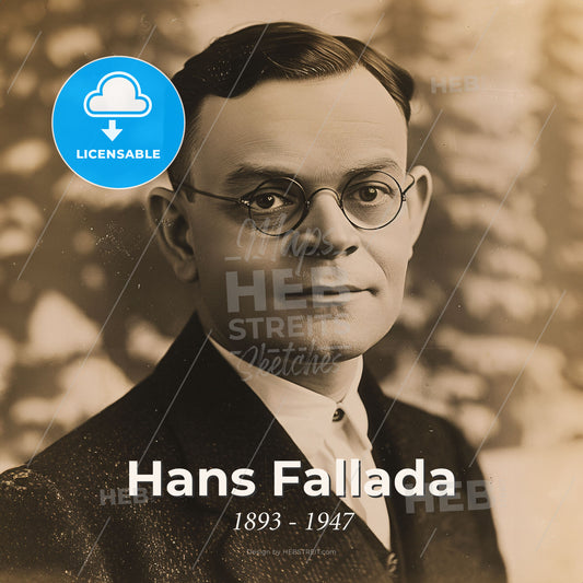 Hans Fallada, 1893 - 1947, German writer - A Man Wearing Glasses And A Suit Print Template