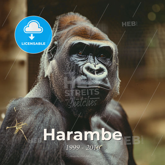 Harambe, 1999 - 2016, Western Lowland Gorilla - A Gorilla Looking At The Camera Print Template