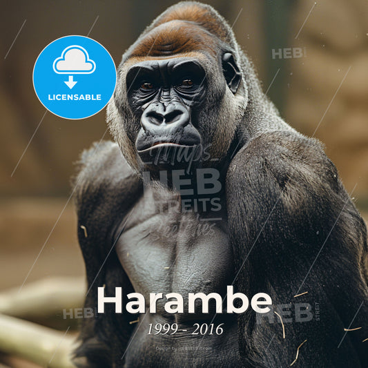 Harambe, 1999 - 2016, Western Lowland Gorilla - A Gorilla Sitting In A Cage Print Template