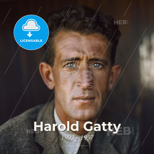 Harold Gatty, 1903 - 1957, Australian navigator and aviator - A Man With Blue Eyes Wearing A Suit And Tie Print Template