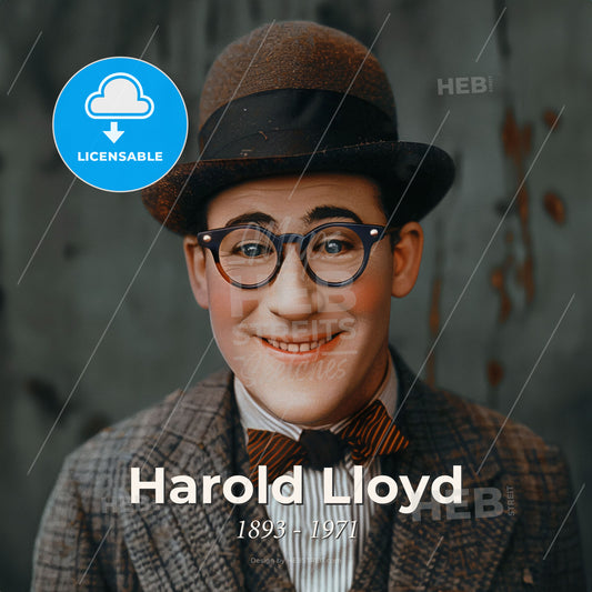 Harold Lloyd, 1893 - 1971, American comic actor - A Man Wearing Glasses And A Hat Print Template