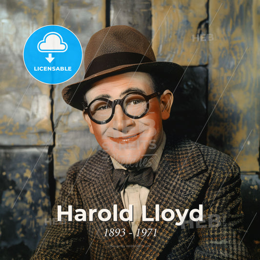 Harold Lloyd, 1893 - 1971, American comic actor - A Man Wearing A Hat And Glasses Print Template