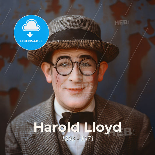 Harold Lloyd, 1893 - 1971, American comic actor - A Man Wearing A Hat And Glasses Print Template