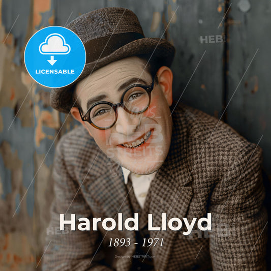 Harold Lloyd, 1893 - 1971, American comic actor - A Man Wearing A Hat And Glasses Print Template