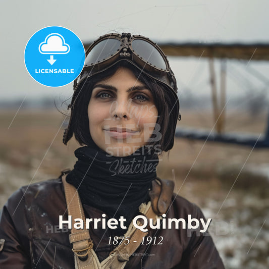 Harriet Quimby, 1875 - 1912, American aviator - A Woman Wearing Goggles And A Leather Jacket Print Template
