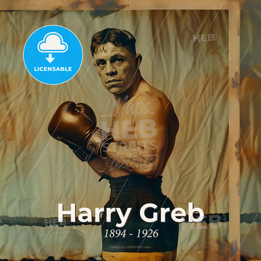 Harry Greb, 1894 - 1926, American middleweight boxer - A Man Wearing Boxing Gloves Print Template