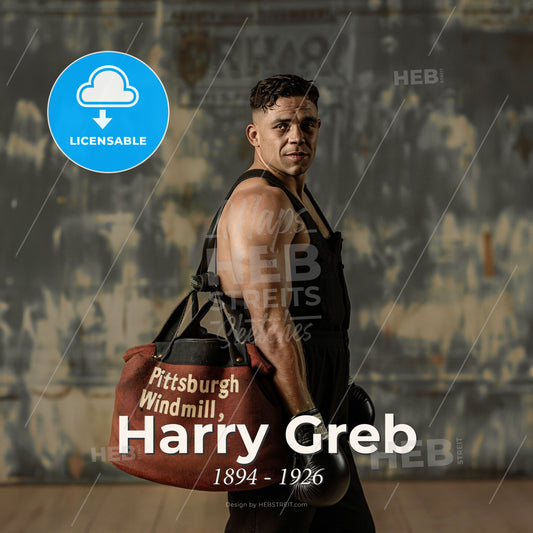 Harry Greb, 1894 - 1926, American middleweight boxer - A Man Wearing Boxing Gloves And A Bag Print Template