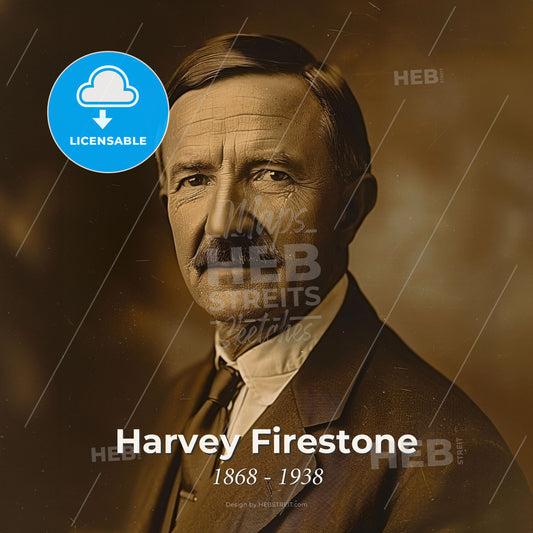 Harvey Firestone, 1868 - 1938, American tire manufacturer - A Man With A Mustache Wearing A Suit And Tie Print Template