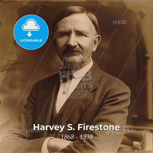 Harvey S. Firestone, 1868 - 1938, American industrialist - A Man With A Mustache And A Suit Print Template
