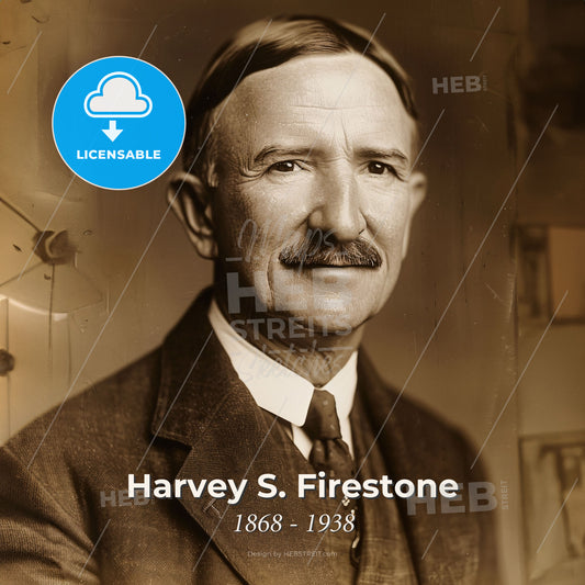 Harvey S. Firestone, 1868 - 1938, American industrialist - A Man With A Mustache Wearing A Suit And Tie Print Template