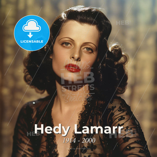 Hedy Lamarr, 1914 - 2000, Austrian-American actress - A Woman With Red Lipstick And Curly Hair Print Template