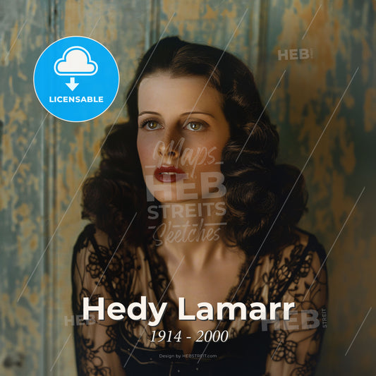 Hedy Lamarr, 1914 - 2000, Austrian-American actress - A Woman In A Black Dress Print Template