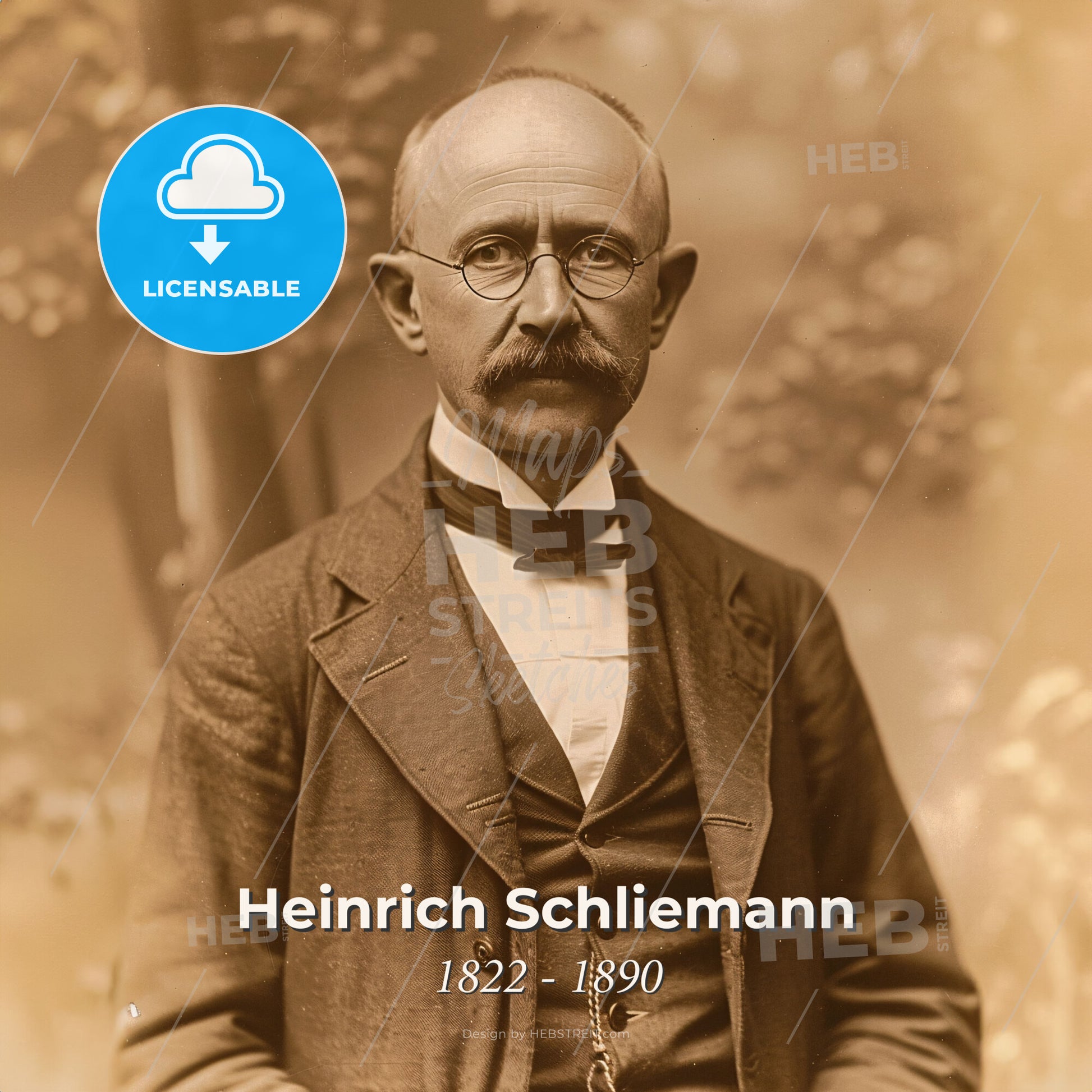 Heinrich Schliemann, 1822 - 1890, German archaeologist - A Man In A Suit And Glasses Print Template