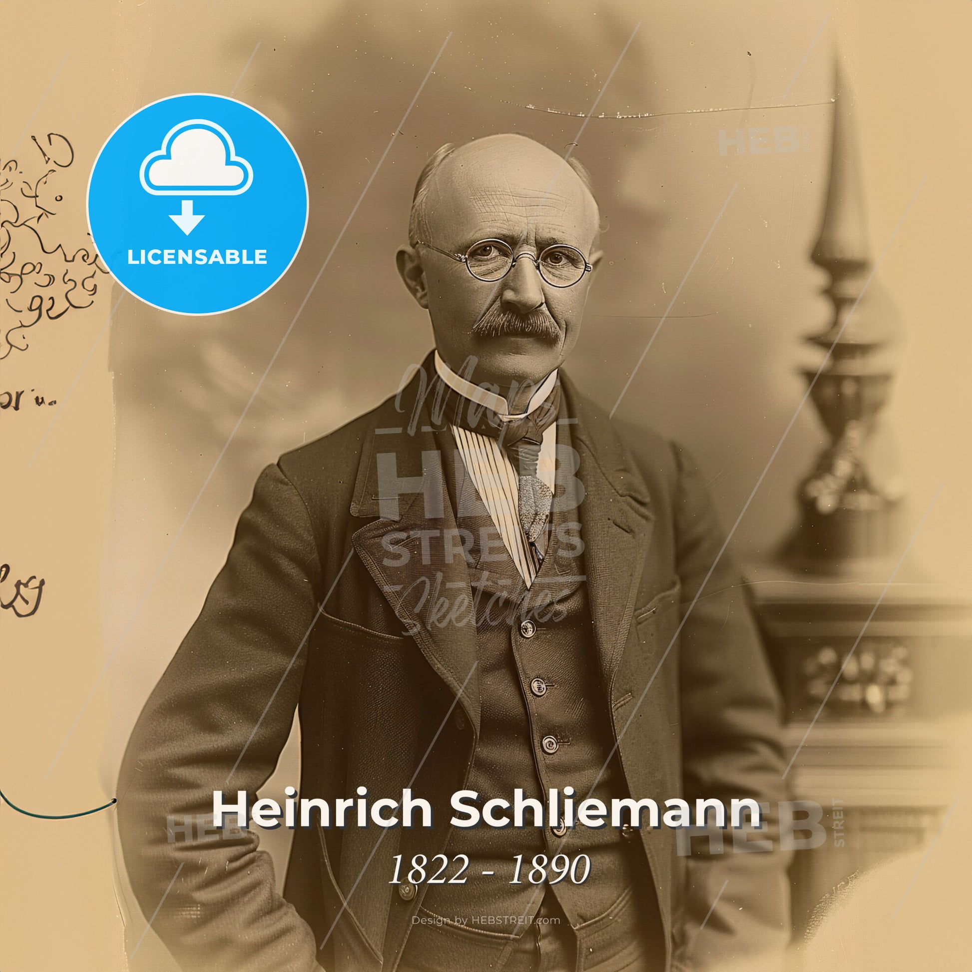 Heinrich Schliemann, 1822 - 1890, German archaeologist - A Man In A Suit Print Template
