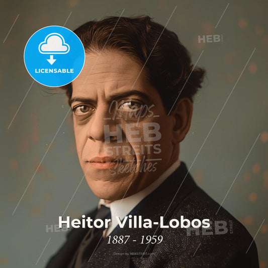 Heitor Villa-Lobos, 1887 - 1959, Brazilian composer - A Man In A Suit Print Template