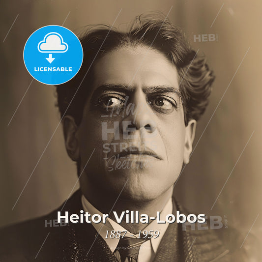 Heitor Villa-Lobos, 1887 - 1959, Brazilian composer - A Man In A Suit And Tie Print Template