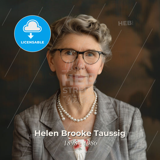 Helen Brooke Taussig, 1898 - 1986, American cardiologist - A Woman Wearing Glasses And A Grey Suit Print Template
