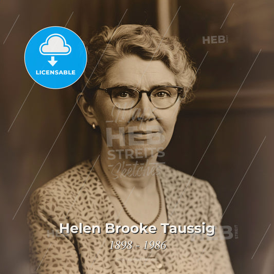 Helen Brooke Taussig, 1898 - 1986, American cardiologist - A Woman Wearing Glasses And A Floral Shirt Print Template