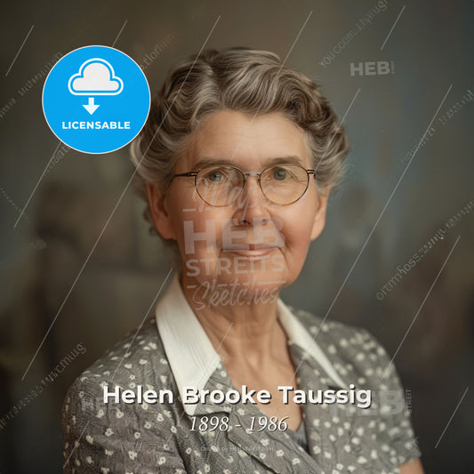 Helen Brooke Taussig, 1898 - 1986, American cardiologist - A Woman With Glasses Smiling Print Template
