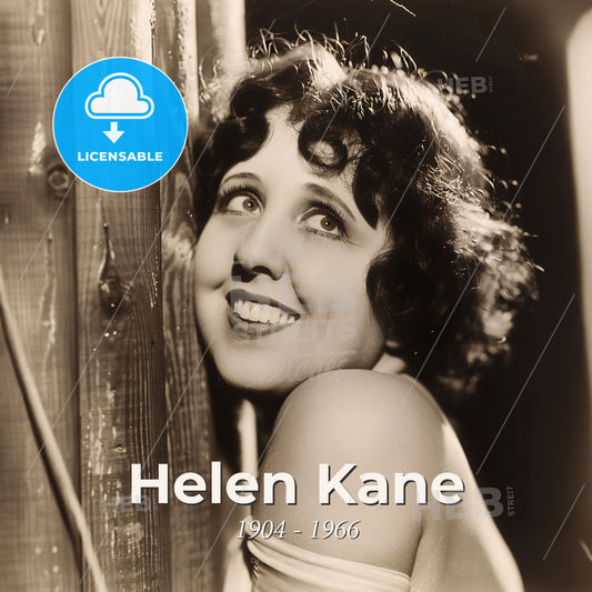 Helen Kane, 1904 - 1966, American singer and actress - A Woman Leaning Against A Wood Wall Print Template