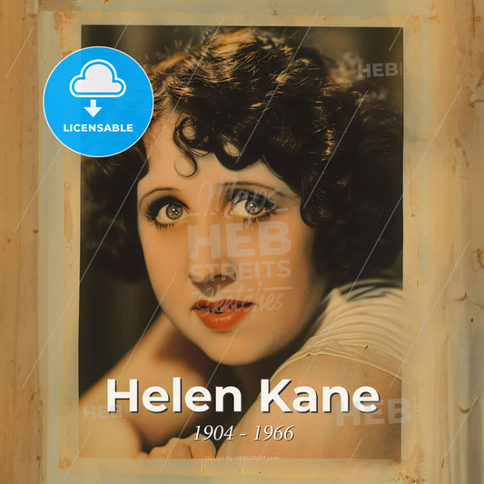 Helen Kane, 1904 - 1966, American singer and actress - A Woman With Curly Hair Print Template