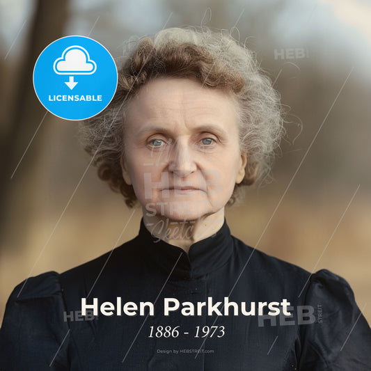 Helen Parkhurst, 1886 - 1973, American educator - A Woman With Curly Hair Wearing A Black Shirt Print Template