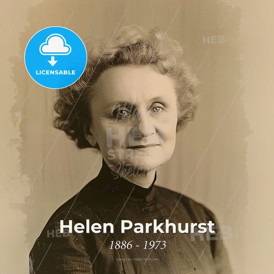 Helen Parkhurst, 1886 - 1973, American educator - A Woman With Curly Hair Wearing A Black Shirt Print Template