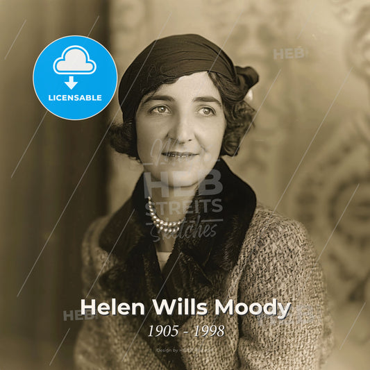 Helen Wills Moody, 1905 - 1998, American tennis player - A Woman In A Scarf And A Pearl Necklace Print Template