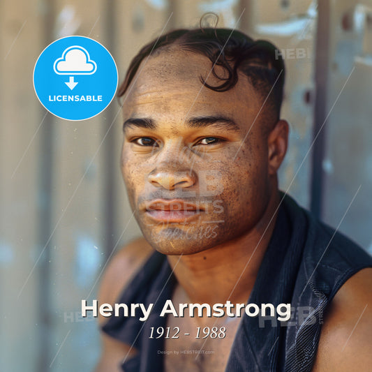 Henry Armstrong, 1912 - 1988, American featherweight, lightweight, and welterweight boxer - A Man With Freckles And A Black Vest Print Template