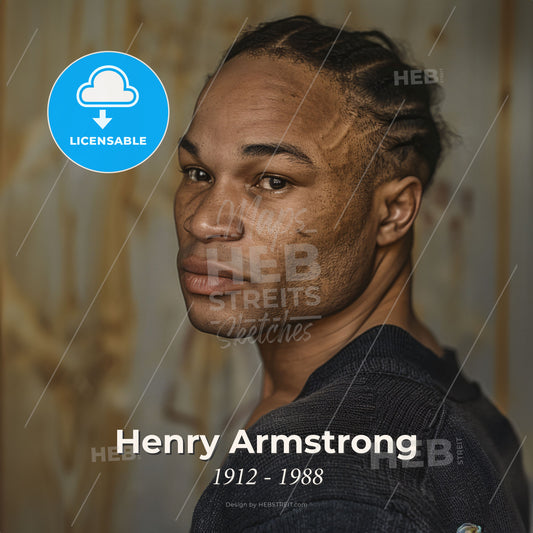 Henry Armstrong, 1912 - 1988, American featherweight, lightweight, and welterweight boxer - A Man With Braided Hair Looking Back Print Template