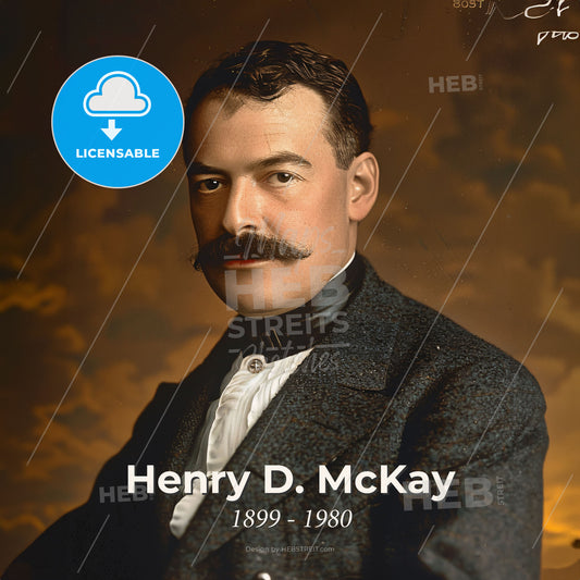Henry D. McKay, 1899 - 1980, American sociologist and criminologist - A Man With A Mustache Print Template