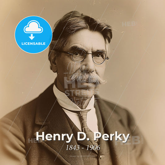 Henry D. Perky, 1843 - 1906, American lawyer and businessman - A Man With A Mustache Wearing A Suit And Tie Print Template