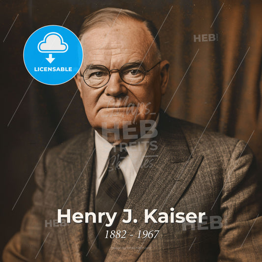 Henry J. Kaiser, 1882 - 1967, American industrialist - A Man In A Suit And Tie Print Template