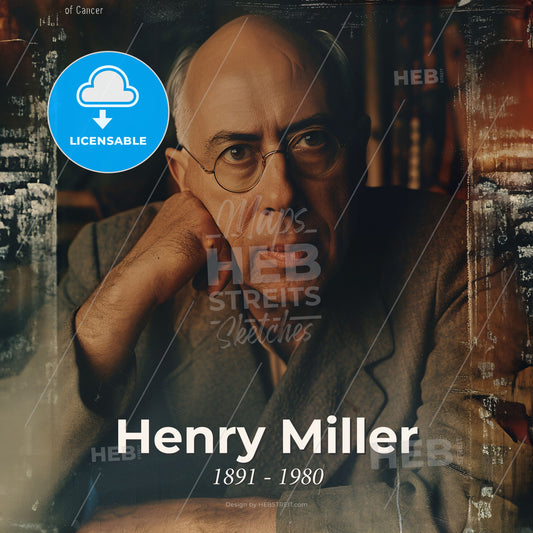 Henry Miller, 1891 - 1980, American writer - A Man With Glasses And A Suit Print Template