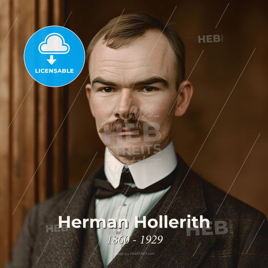 Herman Hollerith, 1860 - 1929, American statistician - A Man With A Mustache Print Template